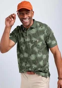 Cotton Traders Green Guinness Short Sleeve Printed Polo Shirt