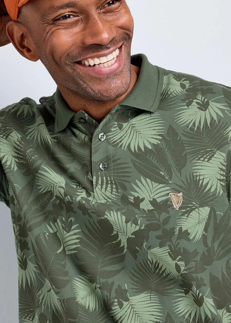 Cotton Traders Green Guinness Short Sleeve Printed Polo Shirt