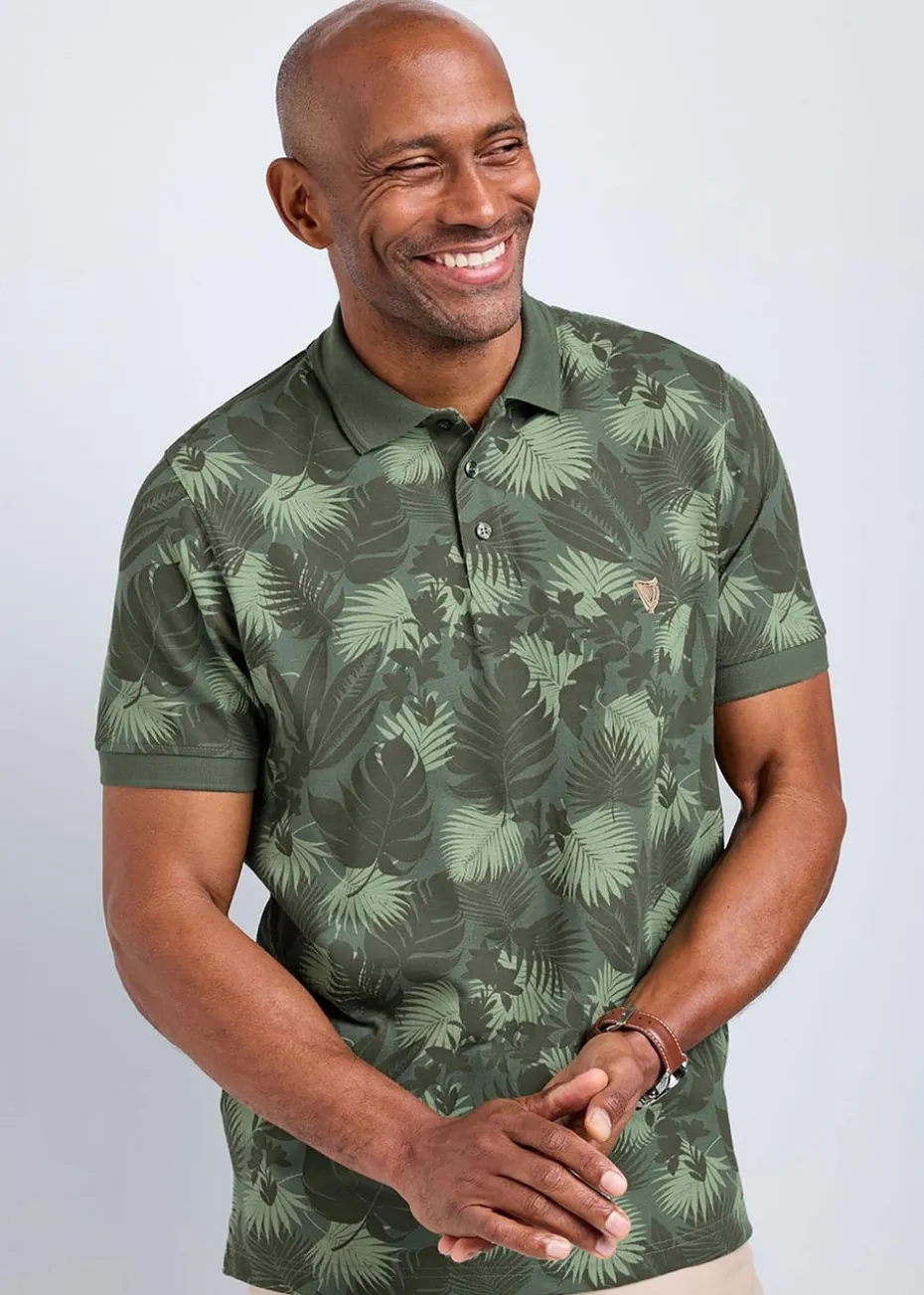 Cotton Traders Green Guinness Short Sleeve Printed Polo Shirt