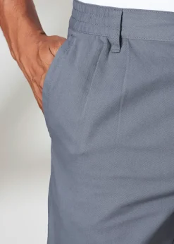 Cotton Traders Grey Blue Pleat Front Comfort Shorts