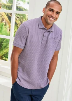 Cotton Traders Heather Seersucker Polo Shirt