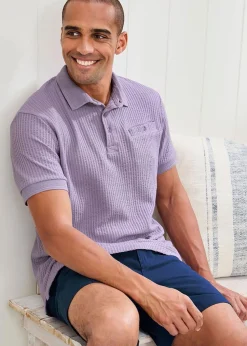 Cotton Traders Heather Seersucker Polo Shirt