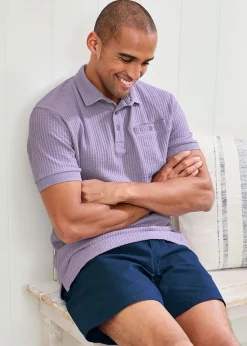 Cotton Traders Heather Seersucker Polo Shirt