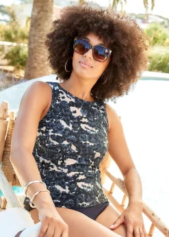 Cotton Traders Ink Tummy Control Tankini Swim Set