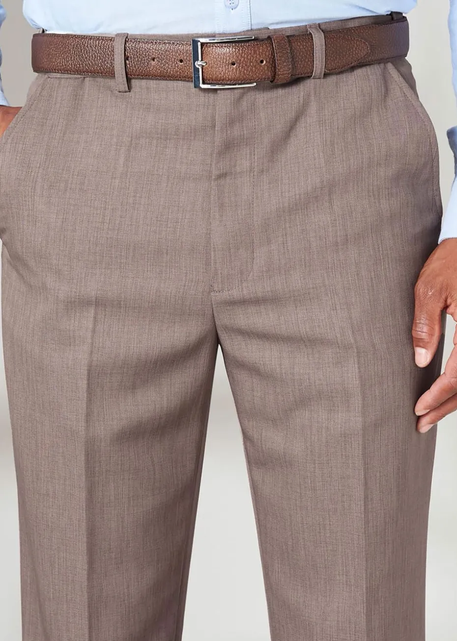 Cotton Traders Latte Flat Front Supreme Easy-Care Trousers