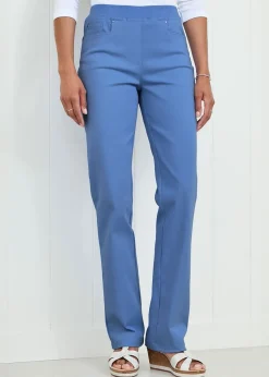 Cotton Traders Lavender Premium Pull-On Twill Straight-Leg Jeans