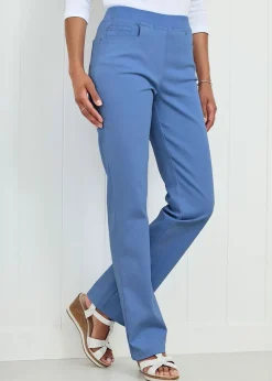 Cotton Traders Lavender Premium Pull-On Twill Straight-Leg Jeans