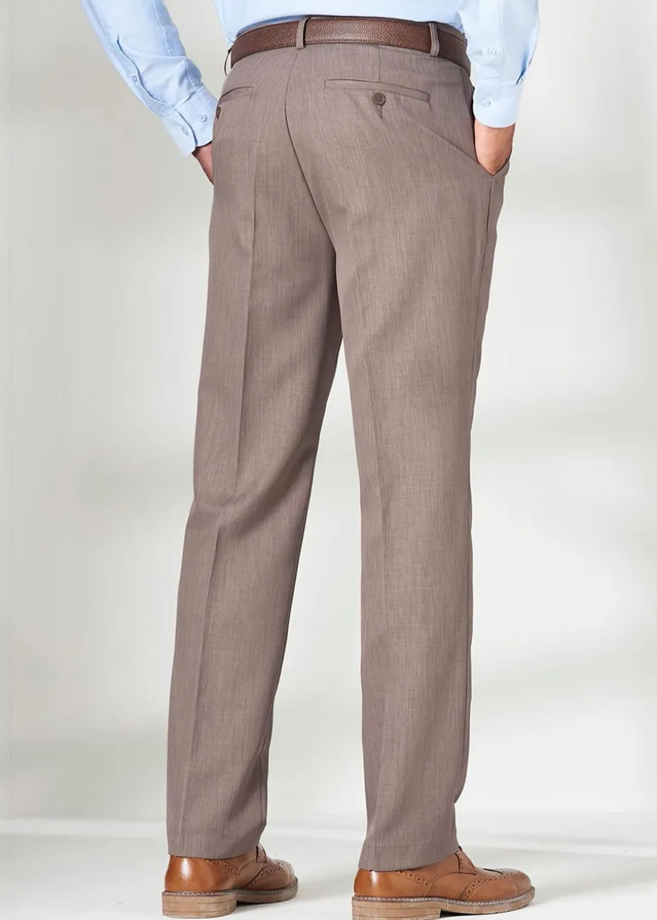 Cotton Traders Light Brown Pleat Front Supreme Easy-Care Trousers