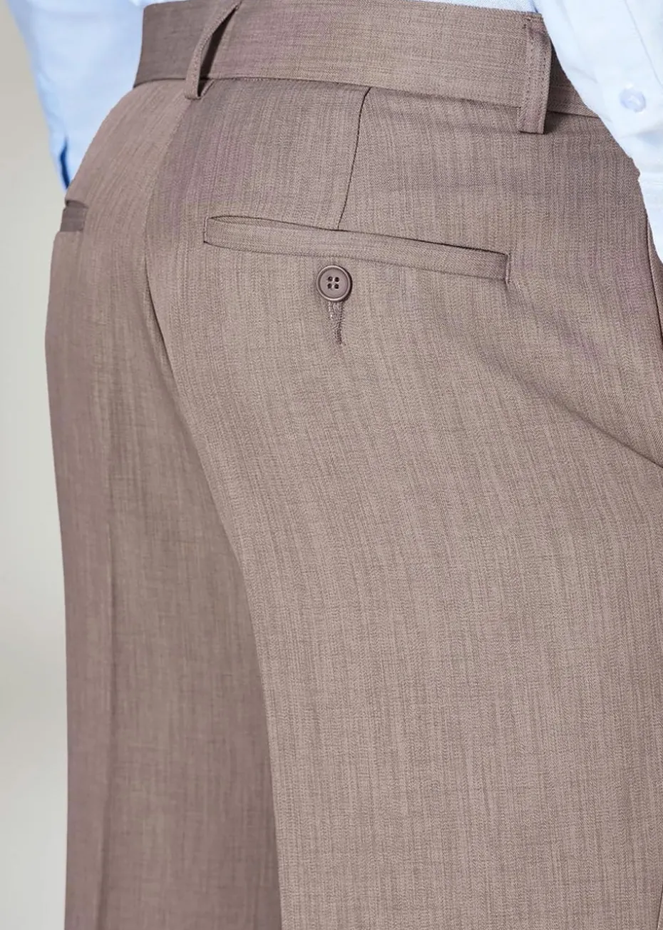 Cotton Traders Light Brown Pleat Front Supreme Easy-Care Trousers