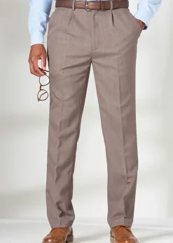 Cotton Traders Light Brown Pleat Front Supreme Easy-Care Trousers