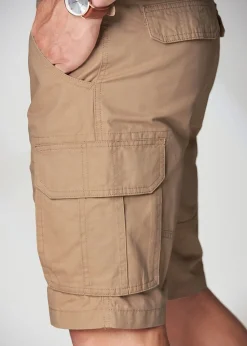 Cotton Traders Light Camel Cotton Cargo Shorts
