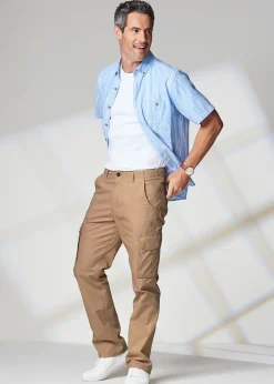 Cotton Traders Light Camel Cotton Cargo Trousers