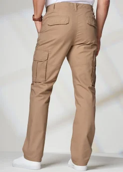 Cotton Traders Light Camel Cotton Cargo Trousers