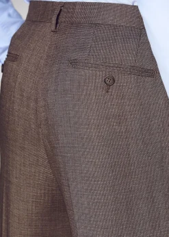 Cotton Traders Linen Flat Front Stretch Smart Check Trousers