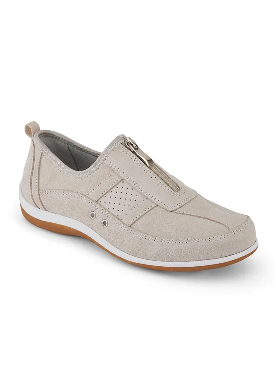Cotton Traders Linen Suede Front Zip Leisure Flex Trainers