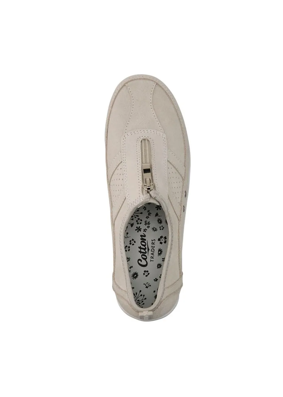 Cotton Traders Linen Suede Front Zip Leisure Flex Trainers