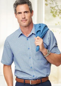 Cotton Traders Marine Short Sleeve Soft Touch Yarn-Dyed Shirt