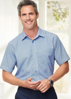 Cotton Traders Marine Short Sleeve Soft Touch Yarn-Dyed Shirt
