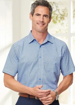 Cotton Traders Marine Short Sleeve Soft Touch Yarn-Dyed Shirt