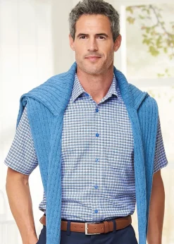 Cotton Traders Marine Short Sleeve Soft Touch Yarn-Dyed Shirt