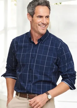 Cotton Traders Midnight Blue Long Sleeve Supreme Easy-Care Shirt