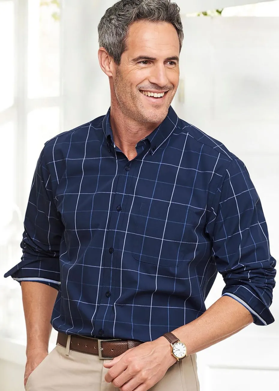 Cotton Traders Midnight Blue Long Sleeve Supreme Easy-Care Shirt