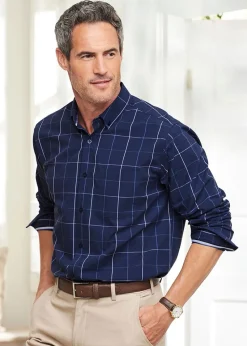 Cotton Traders Midnight Blue Long Sleeve Supreme Easy-Care Shirt