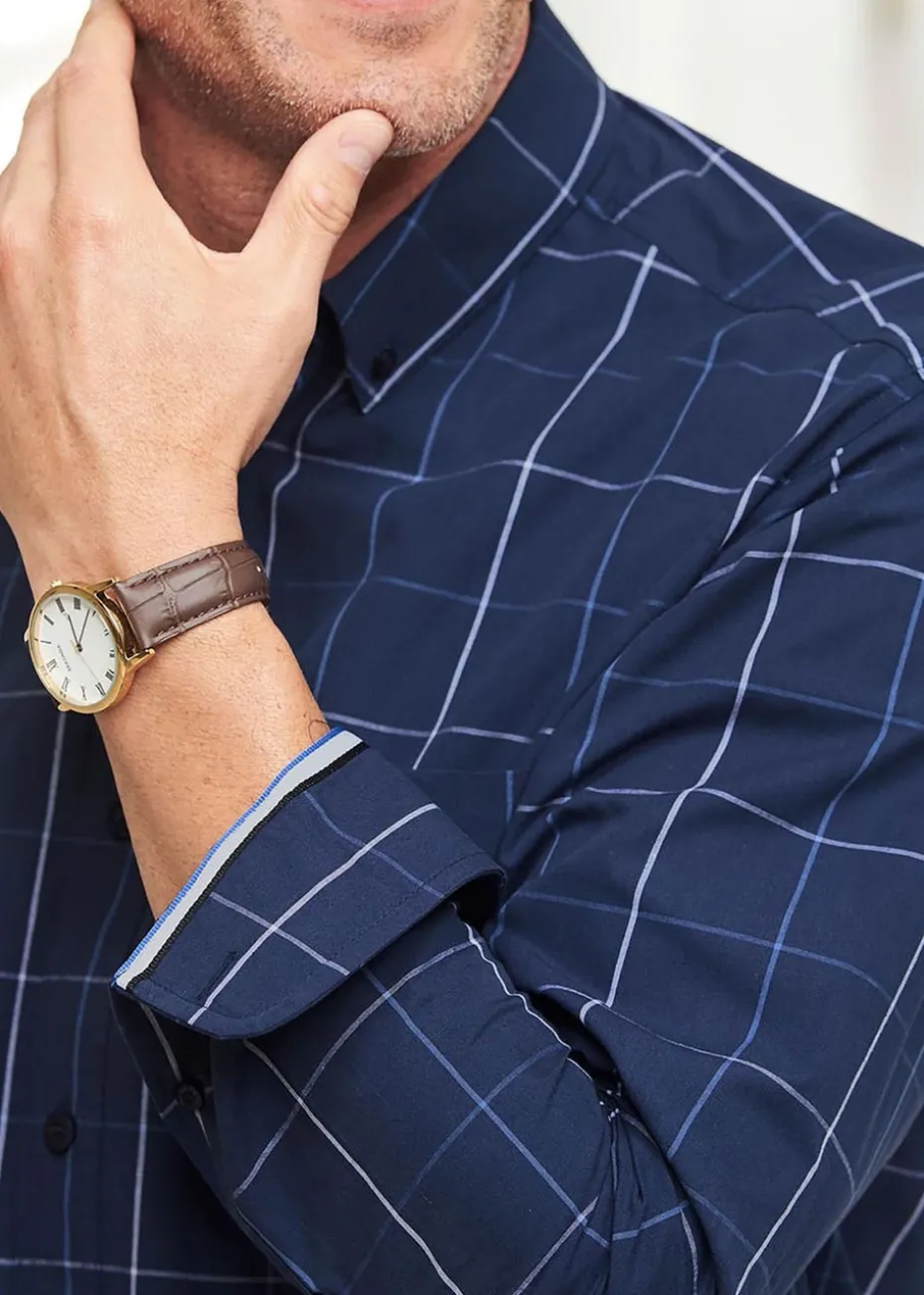 Cotton Traders Midnight Blue Long Sleeve Supreme Easy-Care Shirt