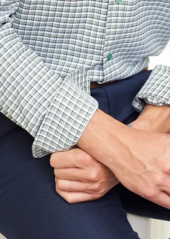 Cotton Traders Misty Green Long Sleeve Soft Touch Yarn-Dyed Shirt