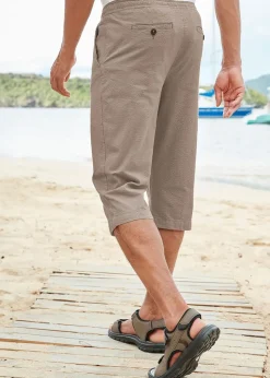 Cotton Traders Mushroom Stretch Seersucker Crop Trousers