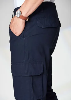 Cotton Traders Navy Cotton Cargo Trousers