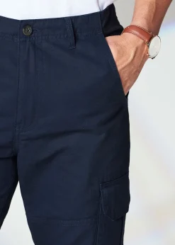 Cotton Traders Navy Cotton Cargo Trousers