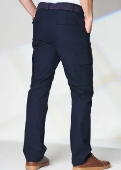 Cotton Traders Navy Cotton Cargo Trousers