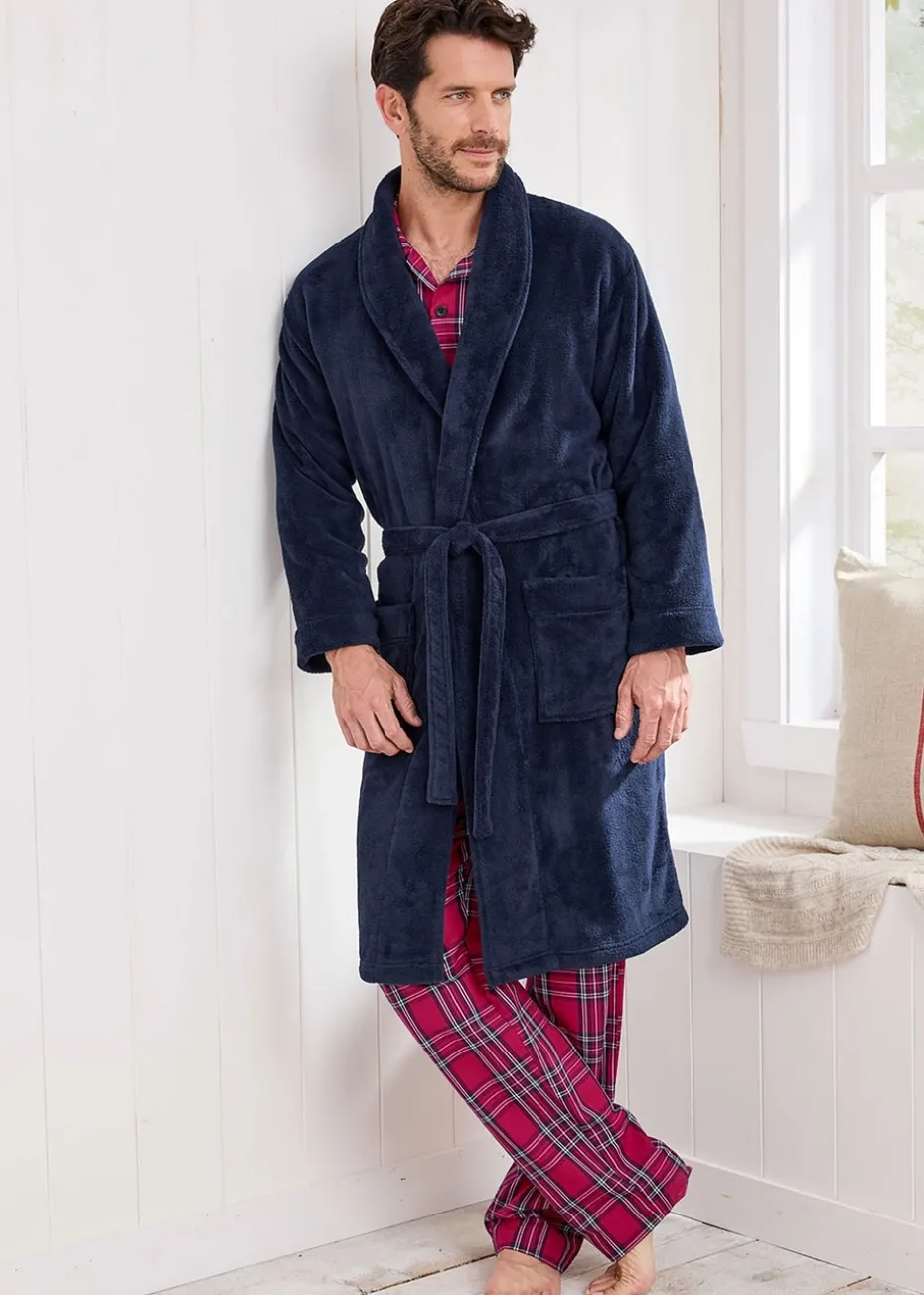 Cotton Traders Navy Fleece Dressing Gown