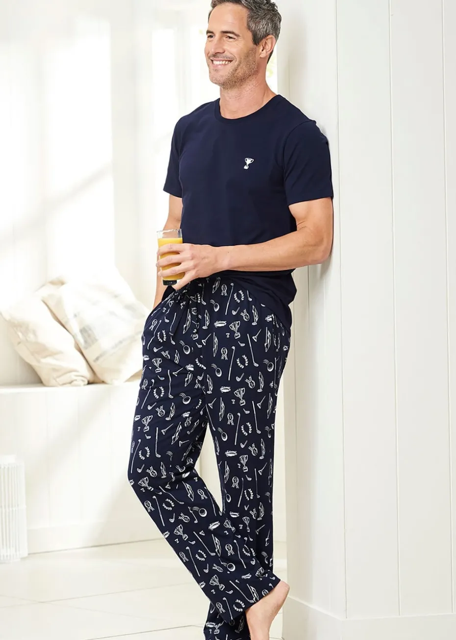Cotton Traders Navy Jersey PJ Set
