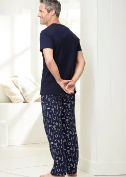 Cotton Traders Navy Jersey PJ Set
