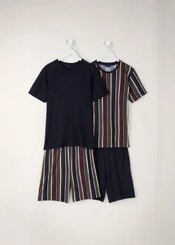 Cotton Traders Navy Shorts Pyjama Set (4 Piece)