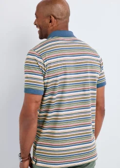 Cotton Traders Pale Blue Guinness Short Sleeve Fine Stripe Polo Shirt