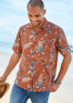 Cotton Traders Paprika Short Sleeve Summer Print Soft Touch Print Shirt