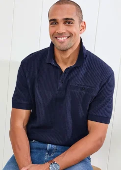 Cotton Traders Pastel Blue Seersucker Polo Shirt