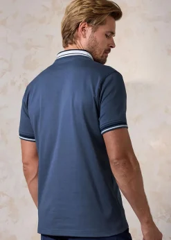 Cotton Traders Pastel Blue Premium Short Sleeve Interlock Polo