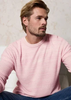 Cotton Traders Pastel Pink Super-Soft Crew Neck Textured Jumper