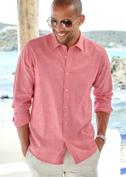 Cotton Traders Peach Long Sleeve Cotton-Rich Shirt