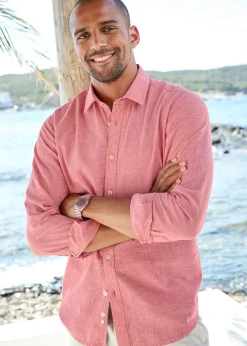 Cotton Traders Peach Long Sleeve Cotton-Rich Shirt