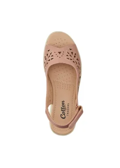Cotton Traders Pink Flexisole Cutwork Peep Toe Sandals
