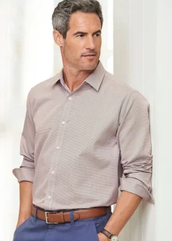 Cotton Traders Powder Beige Long Sleeve Luxury Birdseye Shirt