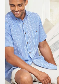 Cotton Traders Powder Blue Short Sleeve Summer Shirt