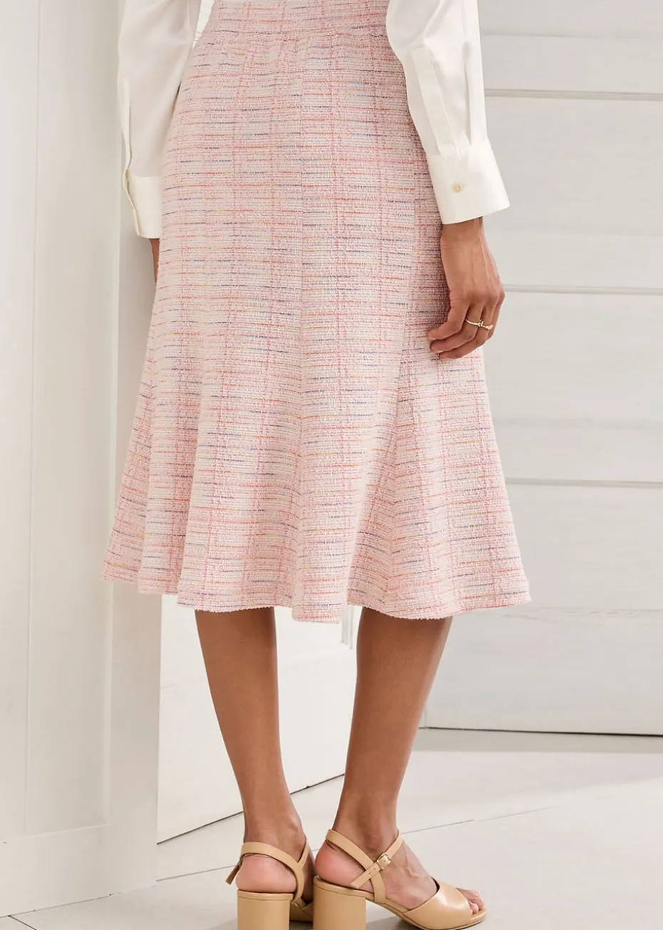 Cotton Traders Powder Pink Stretch Jersey Boucle Pull-On Midi Skirt