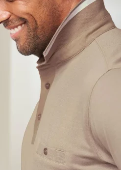 Cotton Traders Putty Luxury Birdseye Polo Shirt