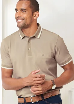 Cotton Traders Putty Luxury Birdseye Polo Shirt